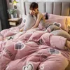 JUSTCHIC Winter Doublesided Thickened Snow Fleece Quilt Cover Cute Cartoon Baby Duvet Sofa Blanket AB Version Y200417