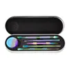 Sliver Rainbow Tool Kit For Dry Herb Dab tools Wax Dabber With Silicone Container Titanium Nail Smoking Accessories AC166