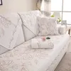 Double Surface Sofa Cover Four Seasons Couch Towel Non-slip Comfortable Europe Embroidery Full Cushion Solid Color Printed LJ201216