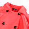 Trench coat moda nerazzurri di alta qualità per donna autunno doppio petto caldo plus size giallo blu rosso cappotto lungo cachi 201110