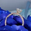 Transgems 14K Rose Gold 1ct 6.5mm F Color Engagement Ring for Women Wedding Pink Gold Ladies Ring with Y200620