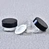 Pot vide transparent avec couvercles noirs, pour poudre de maquillage, crème, Lotion, baume à lèvres, échantillons cosmétiques, GH1051, 5G, 5ML
