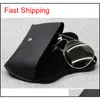 Wholesale Black Sun Glasses Case Retro Brown Leather Sunglasses Box Discount Cheap Fashion Eye Glasses Pouch Without Cleaning Cloth O0M04