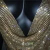 Rhinestone Backless Party Tank Tops Kobiety Sexy Party Full Crystal Bralette 2022 Lato Głębokie V Neck Shinny Night Club Bling Diamonds Metal Crop Top