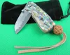 Ny 4,5 tum Damascus Pocket Folding Knife VG10-Damascus Steel Blade Abalone Shell   Rostfritt stålplåthandtag EDC Knivar