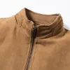 Hommes Marque Nouveau Printemps Vintage Casual Suede Bomber Veste Manteau Hommes Automne Outfit Streetwear Col Montant Vestes Manteau Parkas Hommes 201111