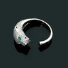 Europe America Fashion Style Lady Women Titanium Steel Graved CA Initialer Full Diamond Panther Leopard Open Rings263R