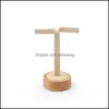 Jewelry Stand Packaging & Display Solid Wood T-Shaped Earring Veet Counter Sisplay Storage Box Drop Delivery 2021 Nwzll