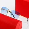 Herren-Designer-Sonnenbrille, Leopardenkopf, Verbundmetall, randlos, optischer Rahmen, klassisch, rechteckig, quadratisch, luxuriös, goldfarbene Sonnenbrille mit Sonnenbrille, Carti-Rahmen, Brille, Lünette