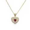 Style de luxe plaqué or 18 carats pendentif en forme de coeur strass diamant Mama collier