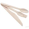 Disposable Wooden Knife Fork Set Portable Travel 10Pcs Sets Scoop Flatware Eco-friendly Cake Knives Forks Dessert Fruit Spoons BH4542 WLY