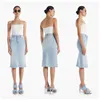 Gündelik Elbise 22 Ana Promosyon Mo Işık Renk Yüksek Bel Ince Çok Yönlü Hip Wrap A-Line Orta Uzunlukta Denim Kadın Etek