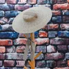 GEMVIE, sombrero de paja plano de ala ancha de 4 colores, verano s para cinta de mujer, gorra de playa, navegante, sol de moda con correa para la barbilla 2202257097257