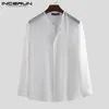 개발 단색 컬러 셔츠 남성 스트리트웨어 자카드 캐주얼 긴 소매 잘 생긴 얇은 블라우스 패션 드레스 셔츠 남자 S-5XL 2020