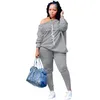 Y2K Fashion 2 Piece Set Survêtements Pull Casual Jogging Suit Slash Neck Lettre Imprimer Articles En Vrac Lots En Gros K8416