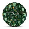 Ordinateur électronique puce circuit imprimé Geeky horloge murale vert PC circuit imprimé art mur montre ingénieur cadeau bureau décor 201118