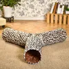 Pet Tunnel 3 Hål Leopard Crinkle Kattunge Spela leksak med boll hopfällbar tunnelrör för små medium och stora katter kanin LJ201125