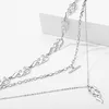 3 stks / set Punk zilver kleur vlam hanger ketting set voor vrouwen hip-pop cool cadeau vrouwelijke mode choker nek sieraden kraag