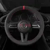 Voor MAZDA 3 CX-30 2020-2021 CX4 / 6 18-21 DIY Black Suede Leather Hand genaaid Auto Stuurhoes