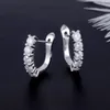 Transgems 14k 585 White Gold 1CTW 3mm F Color Hoop Earrings for Women Gift U Shaped Huggie Earrings Y200620