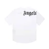 Pa Äkta Replica Palm 2022 Ins New Summer Rainbow Angel Foam Letter Print Off Shoulder Sleeve Fladdermöss ärm rund hals Svart Casual Trend T-shirt