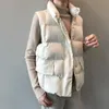 Kobiety kamizelka zimowa stojak na kołnierz elegancka bawełniana kamizelka ciepłe topy kamizelka Chaleco Mujer Gilet Casaco feminino LJ201021