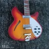 12 string electric guitar, customizable, cherry red gradient, chrome plated metal hardware, semi hollow body