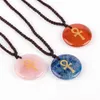 Pietra naturale Incidere Anka Croce Simbolo Ciondolo Reiki Healing Crystal Gioielli religiosi Collana con ciondolo moda per uomo e donna