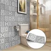 Black and white grey minimalist tiles Wall Stickers pasted with retro balcony porch self adhesive paper kitchen toilet wallpaper