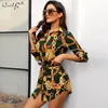 Women Sexy Blouses Middle Sleeve Chain Print Elegant Dresses Casual Top Blusas Chemise Female Tops