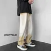 Lappster Men Y2K Tie Dye Baggy Jeans Ribbons 2022 Man Hip Hop High midja lastbyxor Designer Streetewar Ripped Denim Trousers 0309