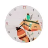 Fox Cartoon Wooden Round Shaped Wall Clock Kids Room Decor Silent Quartz Wall Clock Nursery Baby Shower Gift Home Decoration H1230