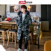 LAPPSTER Camo Hiver Long Manteau Hommes Épais Chaud Camouflage Puffer Veste Japonais Streetwear Fourrure À Capuche Veste D'hiver Plus La Taille 201128