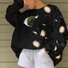 Vintage Colorful Butterfly Print Hoodie Sweatshirt Winter Long Sleeve Pullover Top Autumn O-Neck Harajuku Loose Women Sweatshirt