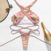 In x sexy roze slang bikini's 2020 Mujer Halter Swimsuit vrouwelijke dames string badmode vrouwen badkleding biquini zwempak T200708