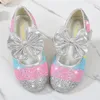 Enfants filles chaussures en cuir paillettes enfants baskets décontractées bout rond semelle souple plat princesse cristal chaussures chaussure unique