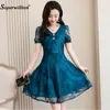 Elegant Cocktail Party Women Dress ShortLong Sleeve Summer Dress Lace Vintage Short Dresses Ladies vestidos Large Size 5XL T200416