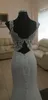 2022 Boho Beach Sereia Vestidos de Noiva de Longo Trem V-Neck Appliques Lace Keyhole Back Trompete Vestidos de Noiva Feito Personalizado Noiva Vestido de Noiva