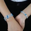 Link Chain Fashion Hip Hop Wide Miami Cuban Blue Cz Bracelet&neckalce Sets For Women Lady Charm Wedding Party Jewelry Wholesale Inte22