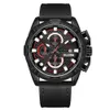 Beauté de la mode de luxe de marque pour hommes avec montre à quartz et bracelet en similicuir noir