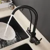 Filtrer les robinets de cuisine à double bec pivotant monté sur le pont, rotation à 360 ° avec caractéristiques de purification de l'eau, grue à double poignée T200805