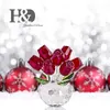 HD Crystal Red Rose Figure Ornament Vårbukett 11 Glas Dröm Blommor Collection Heminredning Paperweight Wedding Gift T200709