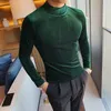 Мужские футболки Green Turtlneck Velvet T Рубашки для мужской 2021 полосатый вельверов Желтая рубашка Slim Fit Black Basic Blose White Top