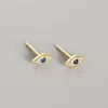 100% Real 925 Sterling Silver Stud Earring Mini Zircon Blue Eyes Evil Eyes Small Earrings Women Fine Wedding Jewelry Gifts YME529