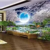 Wall Paper ordinazione murale Luna Cherry Blossom Tree Natura Paesaggio Pittura Soggiorno Camera da letto Photo Wallpaper Home Decor