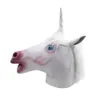 Einhorn Maske Vollgesichts Halloween Pferd Einhorn Maske Neuheit Gruseliger Kopf Latex Braun Kostüm Theater Prop Gruselige Party Maske Y200103