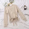 Heliar Sweater Women Women Deep Viliting Sweater de decote em V Autonn Blouse Sexy Knit