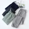 Lavado 100% algodón Pijamas para hombres Pantalones caseros Pantalones sueltos de gran tamaño Pantalones de dormir de algodón puro Cordones Pantalones de pijama para hombres Otoño Homewear 201023