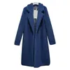 여성 가을 ​​겨울 따뜻한 두꺼운 긴 섹션 코트 가짜 모피 재킷 옷깃 테디 카디 건 슬림 플러스 사이즈 양모 outwear 201019