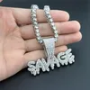 Punk Savage Lettre Collier Pendentif Brillant Ice Out Collier Avec Miami Cubain Lien Chaîne Ras Du Cou Hip Hop Bijoux Pour Hommes